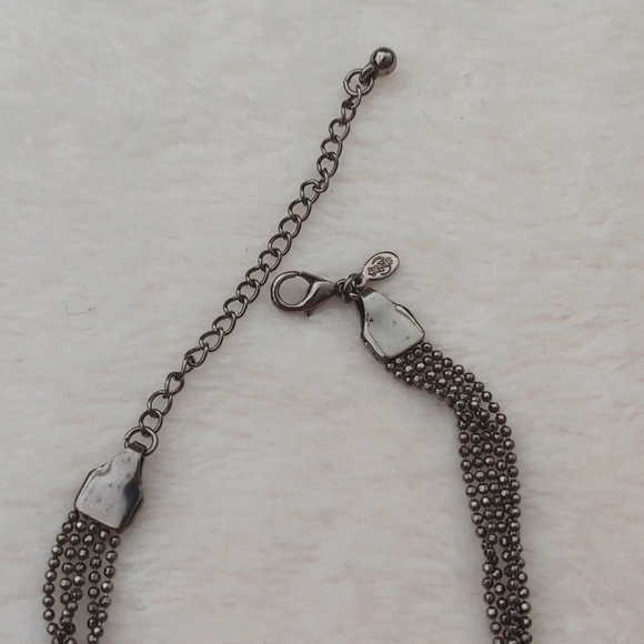SALE: Silver-Colored 5-Chain Adjustable  Necklace -Small Black Dangling Beads - Picture 7 of 10